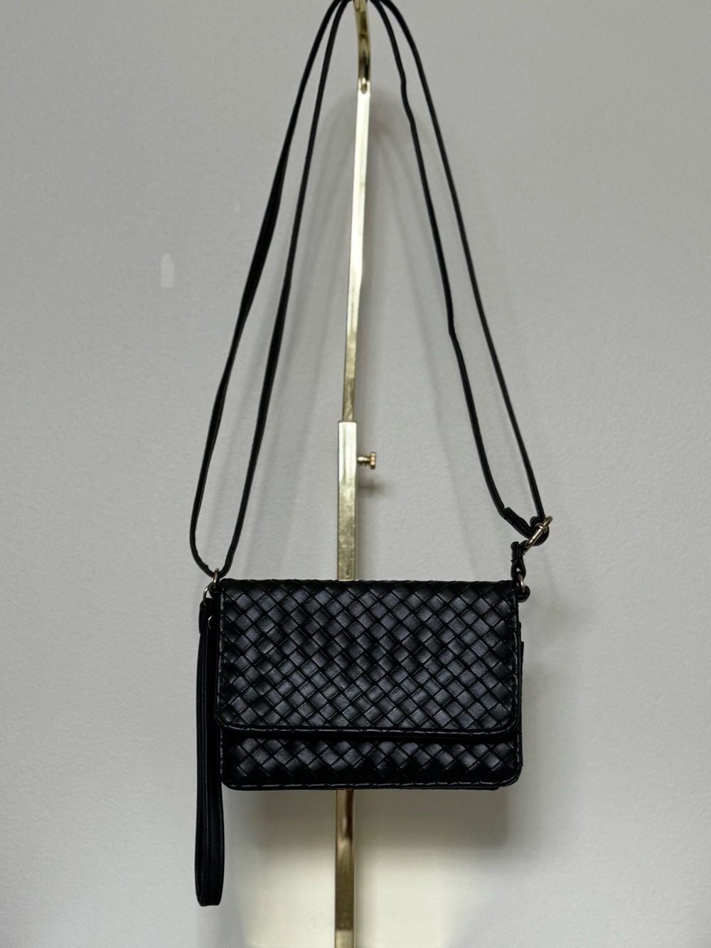 Black Woven Crossbody Purse - Women